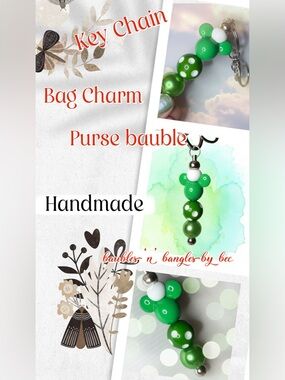 Handmade Green Bag Charm Key Chain -